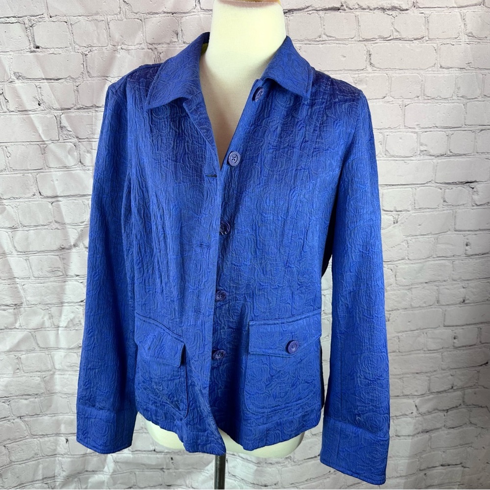 vtg Coldwater Creek Blue/purple Blazer jacket womens 12 layer office textured